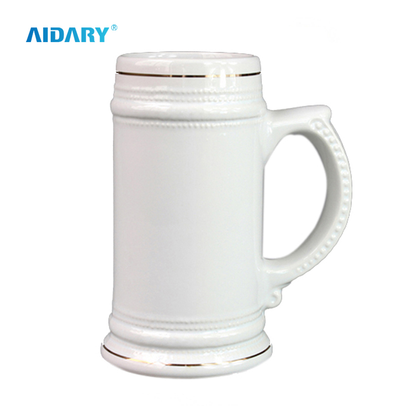 AIDARY 22oz Sublimation Ceramic Golden Side Beer Mug