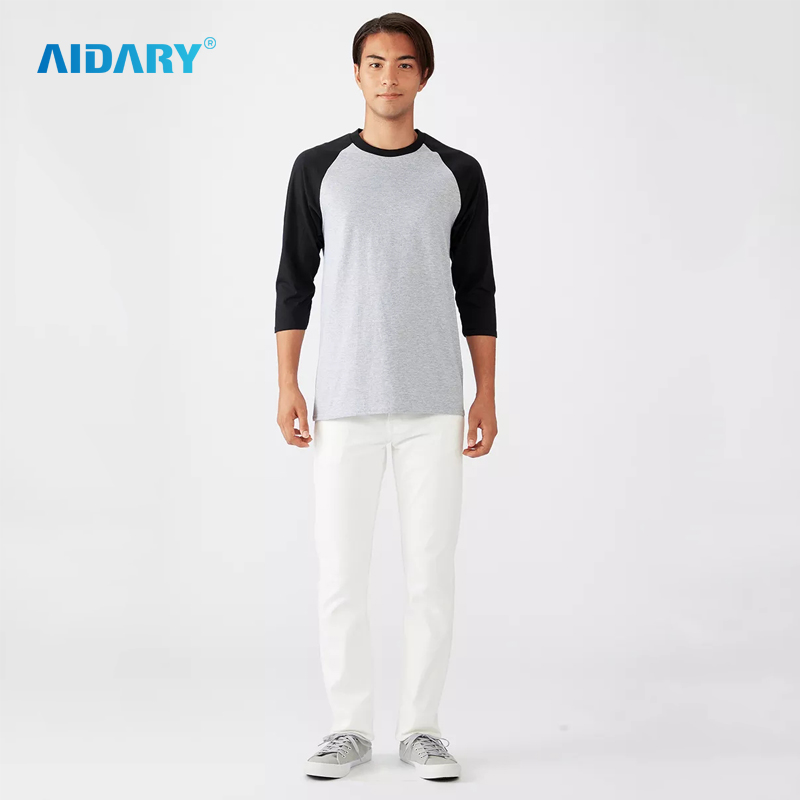 AIDARY Gildan 180gsm Cotton Color Three Quarter Sleeve T-shirt