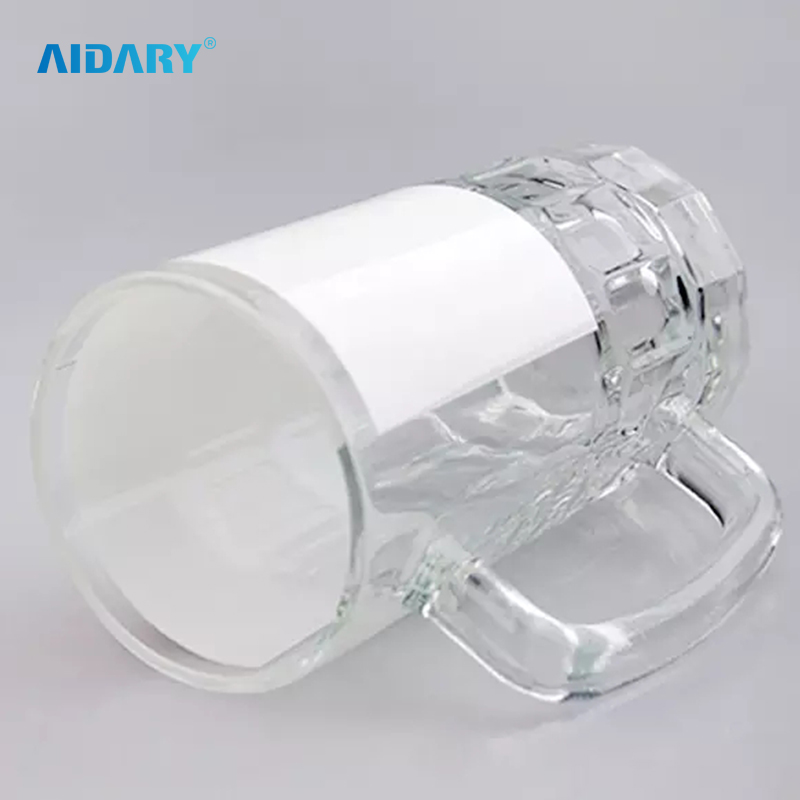 AIDARY Sublimation Glass Beer Mug with White Patch