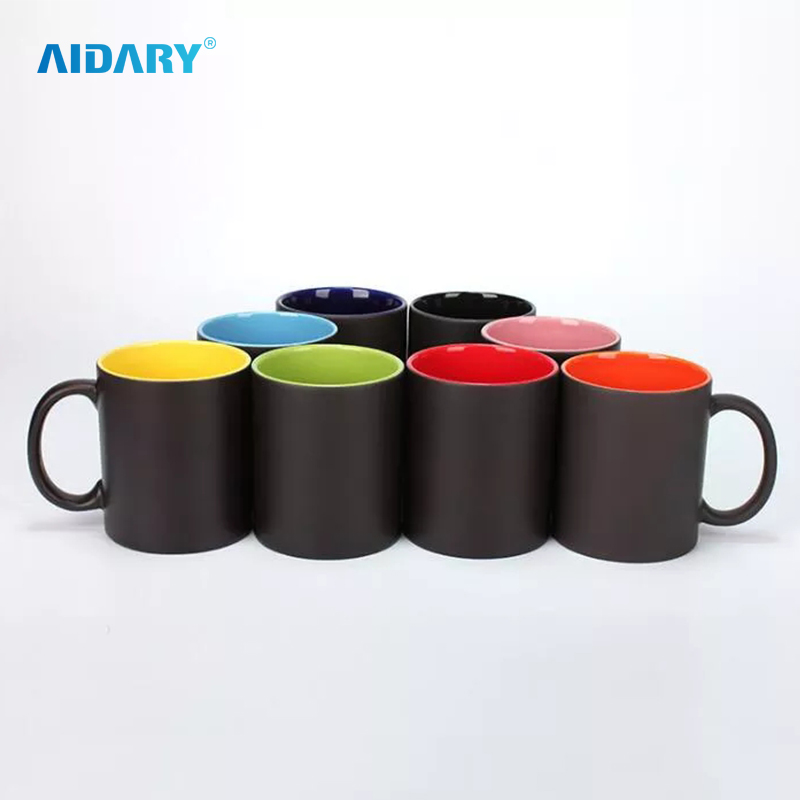 AIDARY Matte Whole Colour Changed Round Handl Inner Colorful Sublimation Ceramic Mug