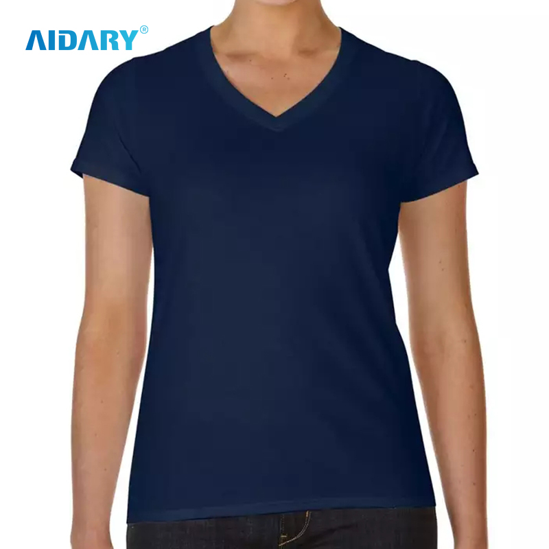 AIDARY 150gsm V Neck Cotton Women Personalized T-shirt for Sublimation Transfer Logo