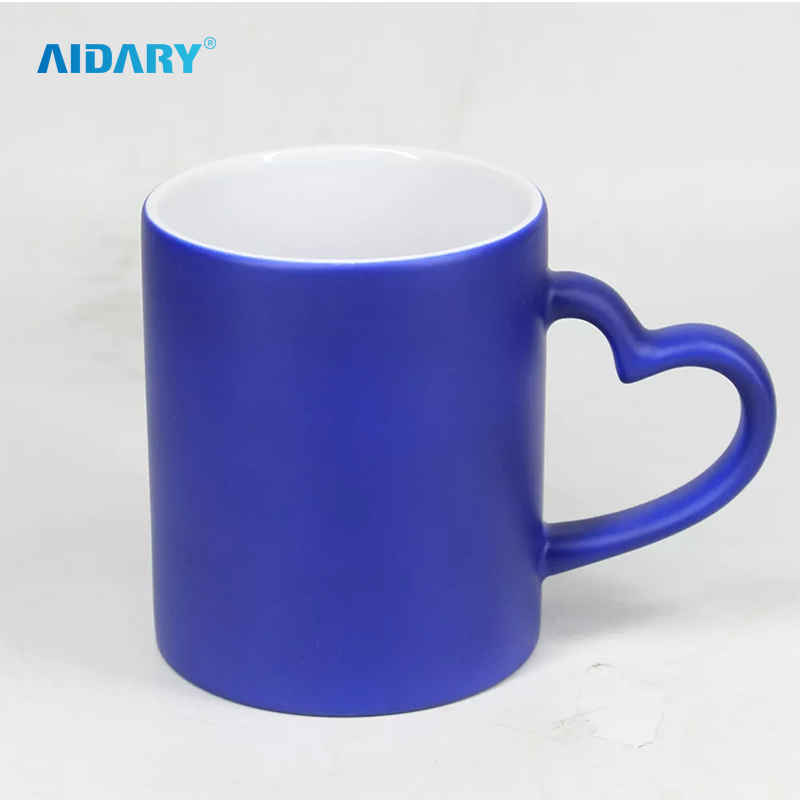 AIDARY Sublimation Heart Handle Matt Surface Color Change Mug