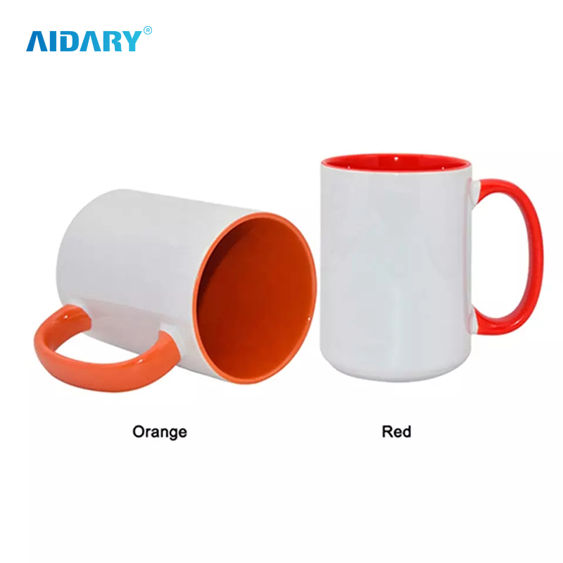 AIDARY 15oz Top Grade Inner And Handle Colourful Sublimation Coating Mug Sublimation Cup