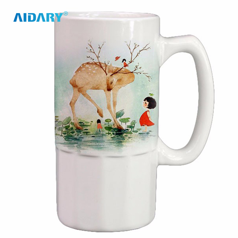 AIDARY 20oz White Sublimation Ceramic Beer Mug
