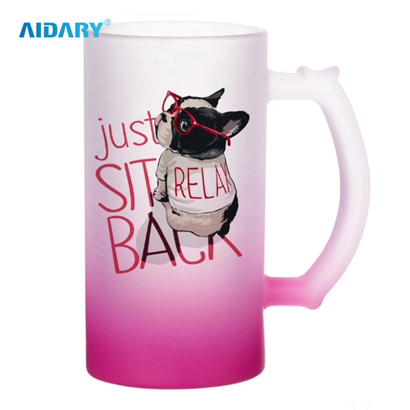 AIDARY Sublimation 16oz Gradient Colorful Sandy Glass Beer Mug