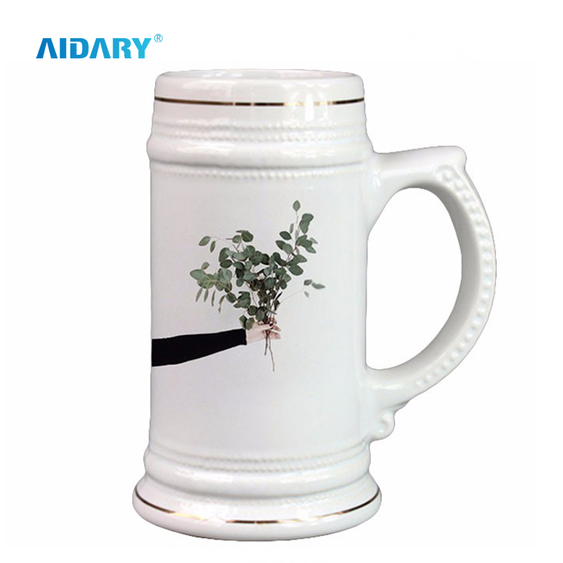 AIDARY 22oz Sublimation Ceramic Golden Side Beer Mug